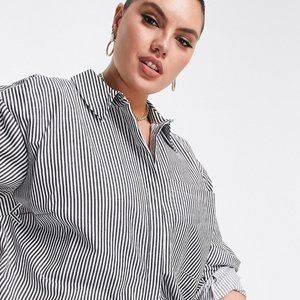 ASOS Longline Oversized Poplin Mono Striped Shirt